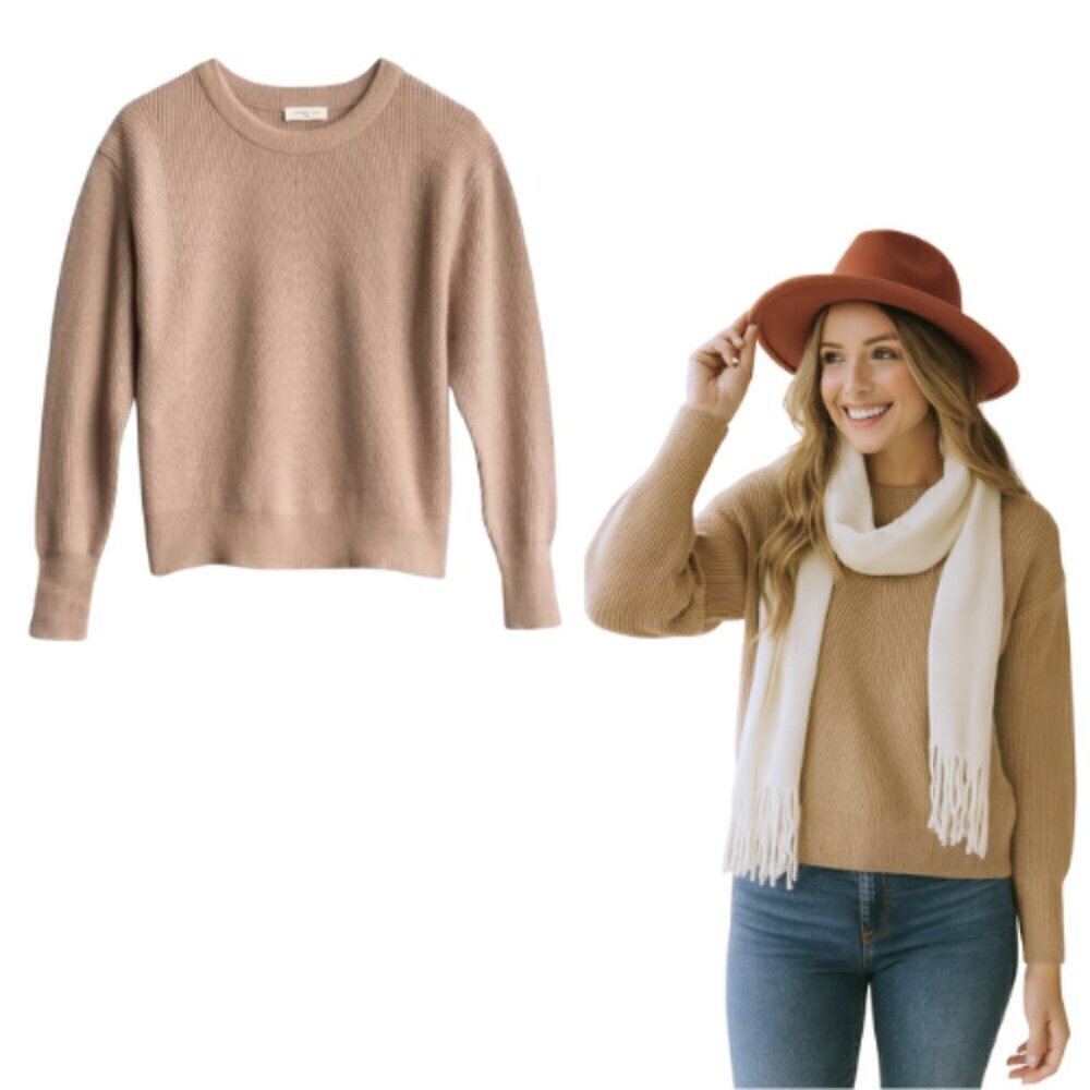 SOPHIE RUE Taupe Textured Pullover Sweater Size S